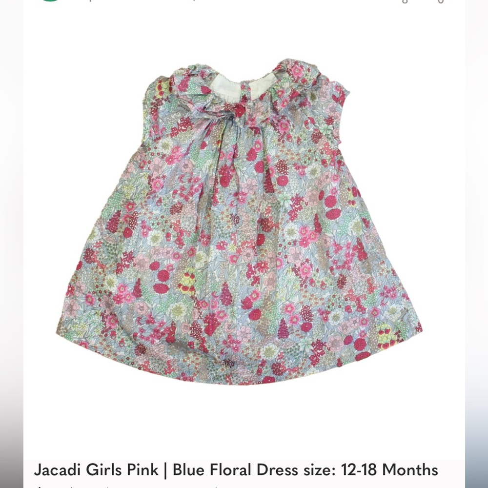 Jacadi Blue and Pink floral dress- size 18 mo